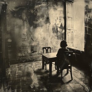暗い部屋に一人で座っている少女。 作： ファフタリ・アブデラヒム