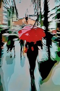 赤い街の傘
