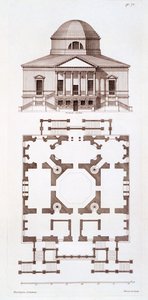 チズウィックハウスの計画と立面図、ヘリセット作、1720年代頃 作： 3rd Earl of Burlington