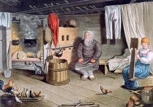 「農民の家」、ロシア、1821 作： AC Houbigaot