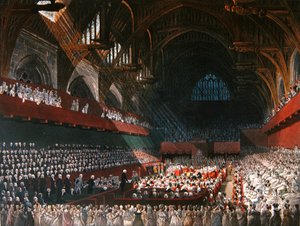 1806年4月、ウェストミンスター・ホールで行われたメルヴィル卿の裁判 作： A.C. and Nattes J.C. (after) Pugin