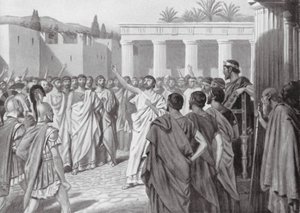 紀元前432年、スパルタでのペロポネソス諸国会議（リトグラフ） 作： A.C. Weatherstone