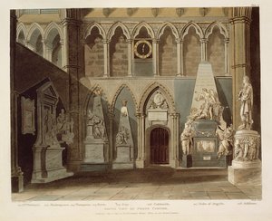 J.ブラック（fl.1791-1831）pubによって彫刻された、詩人のコーナーのサウスビュー、「ウェストミンスター修道院」からのプレート27。ルドルフ・アッカーマン（1764-1834）1811（アクアチント） 作： A.C. and Villiers, H. Pugin