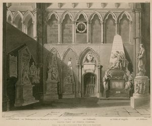 詩人コーナー、ウェストミンスター寺院、ロンドンの南ビュー 作： A.C. and Villiers, H. Pugin