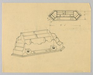 平面図と立面図のデスク オーガナイザーのデザイン