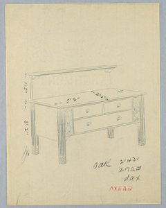花瓶のある長方形のサイドボードのデザイン 作： A.N. Davenport Co.