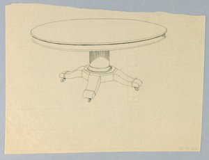 モールドベースの丸テーブルのデザイン 作： A.N. Davenport Co.