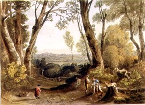 Theodore H. A. Fielding (1781-1851)が彫刻したヘレフォードのダイネドー・ヒルからの風景は、「Picturesque Views of the River Wye」に掲載されています。