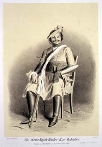 ジュール・トレイヤー（1824-1901）が彫刻した「インド航海記」から、マハー・ラジャ・ヒンドゥー・ラオ・バードーがロンドンで出版されたものです。 作： A. (after) Soltykoff