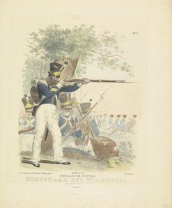 正装したフランクール、1820-1825 オランダ歩兵。 完全な制服を着たフランクールの伍長 (オブジェクトのタイトル) オランダ王国の軍服。 ウィレム・ヴァン・バイランド閣下に捧げる (オブジェクトのシリーズタイトル) 作： A. Courtois