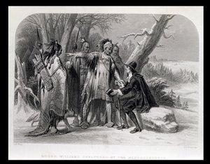 ロジャーウィリアムズ、ナラガンセットによって保護された、1636年、「米国の歴史」、Vol。ジェームズチャールズアーミーテージ（c.1820-97）が刻印したチャールズマッカイ