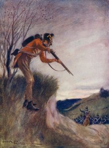 彼はクールにリロードし、彼の下の前進するフランス人に再び発砲しました 作： A. J. Gough