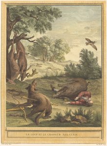 狼と狩人 作： A. J. de Fehrt after Jean Baptiste Oudry