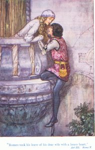 ロミオは重い気持ちで愛しい妻と別れた（「ロミオとジュリエット」）、Tales from Shakespeare pub.