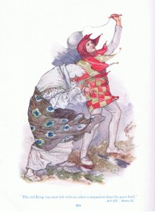 年老いた王には、哀れな愚か者以外に仲間がいなくなってしまった（リア王）、「シェイクスピア物語」より、Ward Lock & Co Ltd. 作： A. Jackson