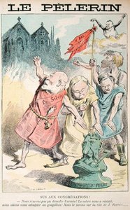 Le Pelerin」の漫画「Sus aux congregations」。
