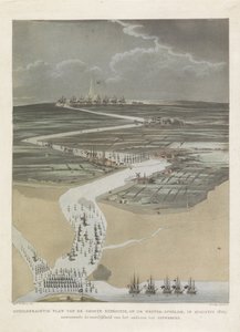 イギリスのアントワープ遠征、1809年 1809 年 8 月の西スヘルデでの大遠征の絵のように美しい計画。