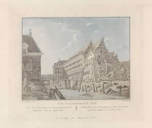 1822年、アムステルダムの崩壊したOost-Indisch Zeemagazinの眺め O.I. 倉庫と造船所 / Le Magasin de la Compagnie des Indes Orientale (オブジェクトのタイトル) アムステルダムの景色 (シリーズ タイトル) 作： A. Lutz
