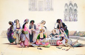 ハレムの内部、カイロ、エジプト、19 世紀半ば 作： A Margaretta Burr