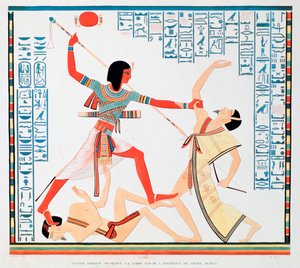 1888年、アブ・シンベルの大神殿の内部の南壁の2番目のシーン 作： A Racinet