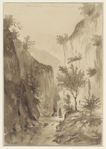 生い茂った岩の間の川。 右側の道 作： A. Regnier