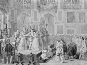 1572年、1832年のアンリ3世の結婚（1553-1610）とフランスのマルグリット（1553-1615） 作： A. Regnier