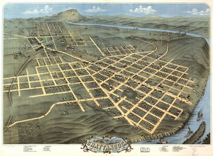 テネシー州ハミルトン郡チャタヌーガ市の鳥瞰図、1871 年。