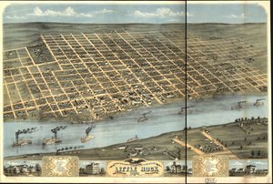 1871 年にアーカンソー州の州都であったリトルロック市の鳥瞰図。