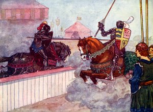 伯爵は彼の槍が彼の手で砕かれるまでエドワードに何度も乗りました、c1270、1905。 作： A. S. Forrest