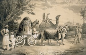 「インドの航海」からのデリー王のハーレムキャリッジ、パブ。スミス、エルダーウント社、1858年 作： A. Soltykoff