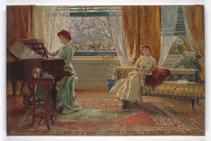 2人の女性がいるインテリア、1880年