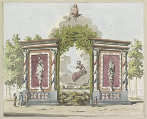 芸術と科学、Noordermarkt の装飾、1795 年 1795年にアムステルダムで開催されたAlliantiefeestの装飾のプレート10枚（シリーズタイトル） 作： A. Verkerk