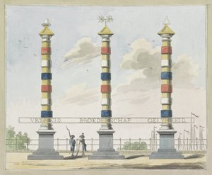 自由、兄弟愛、平等、Hogesluis の装飾、1795 年 1795 年にアムステルダムで開催された Alliantiefeest の装飾のプレート 10 枚 作： A. Verkerk