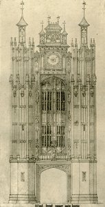 建築図面：西正面の内部ゲートハウス、1833-1834、1906。 作： A. W. N. Pugin