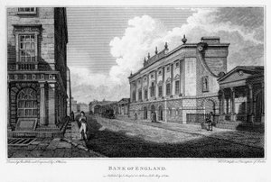 イングランド銀行、ロンドン市、1805年。 作： A Warren