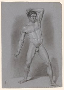 立っている男性のヌード、正面から見た 作： A. Waterloo (attributed to)
