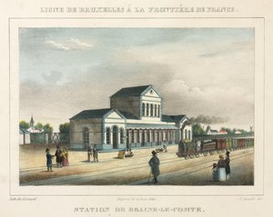 1843年、ジェラールによって彫刻されたベルギーのブレーヌルコント駅 作： A. after Canelle