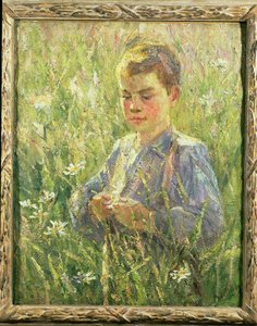 牧草地の少年 作： A. de Barsy