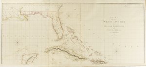 西インド諸島と北アメリカのスペイン領の地図 作： Aaron Arrowsmith