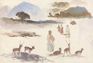 鹿・人物・山水習作 作： Aaron Edwin Penley