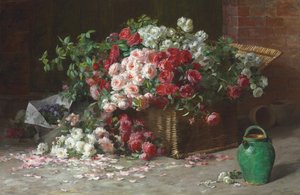 バラのバスケット、1890年頃（キャンバスに油彩） 作： Abbott Fuller Graves
