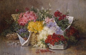 フローラル・スティル・ライフ（キャンバスに油彩） 作： Abbott Fuller Graves