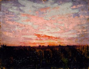 朝日か夕日か、書籍『動物界における色彩の隠蔽』のための研究 作： Abbott Handerson Thayer