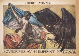 クレジット・リヨネ。 1918 年、第 4 回国債に加入。 作： Abel Faivre