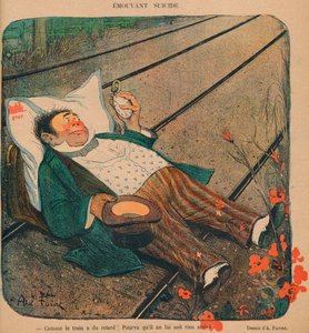 「移動自殺」、1899 年。 作： Abel Faivre
