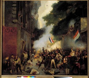 1830 年の革命のエピソード、7 月の日: 7 月 29 日のバビロン通りの兵舎の攻撃 作： Abel Lordon