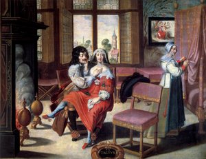 五感：触覚 カップルがお互いをなでている様子。アブラハム・ボッセ（1602-1674）による絵画 17世紀トゥール、美術博物館 作： Abraham (after) Bosse