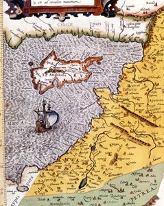 アブラハム・オルテリウスのアトラスに基づくパレスチナの歴史的地理地図、アムステルダム 作： Abraham (after) Ortelius