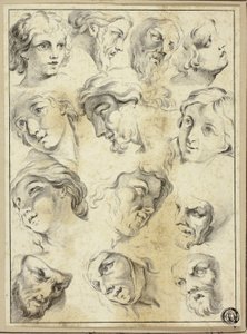 13 様々な顔のスケッチ 作： Abraham Bloemaert