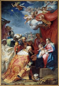 マギの崇拝。アブラハム・ブルーマート（1564-1651）による絵画 作： Abraham Bloemaert